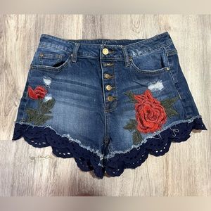 Custom made button fly denim shorts